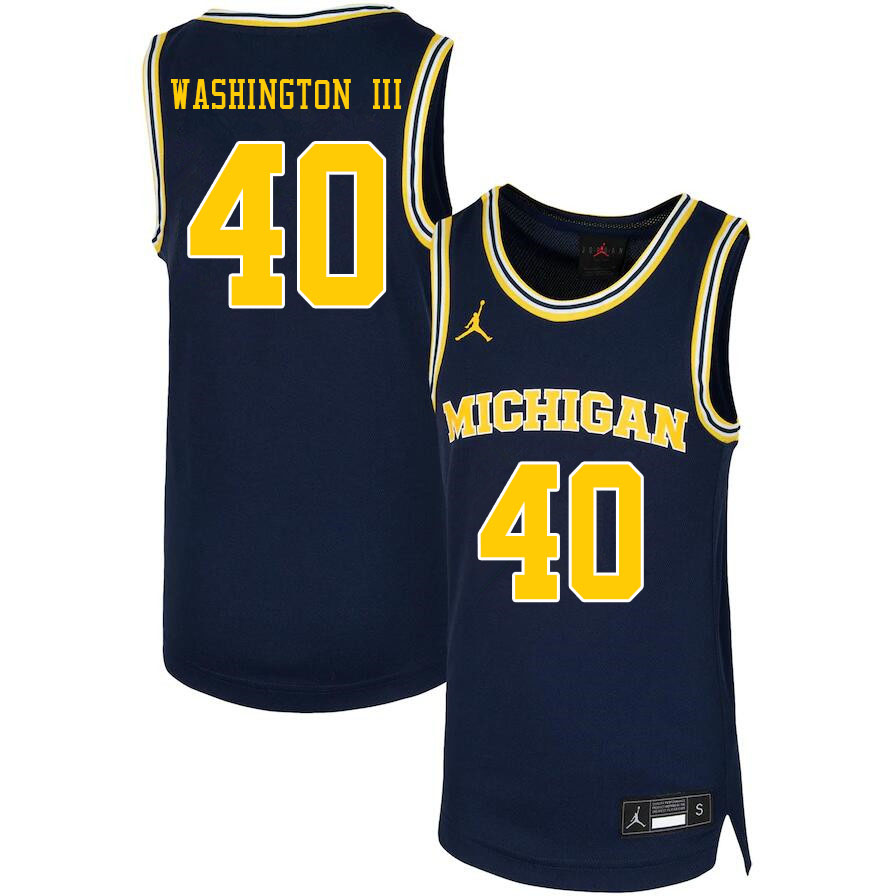 Men #40 George Washington III Michigan Wolverines College Basketball Jerseys Stitched Sale-Navy